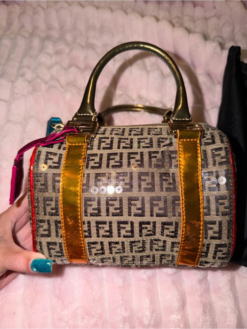 Zucchino Sequin-Embellished Bauletto Boston Bag